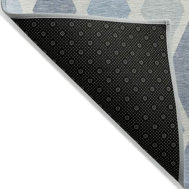 8' X 10' Sky Blue And Ivory Geometric Washable Indoor Outdoor Area Rug