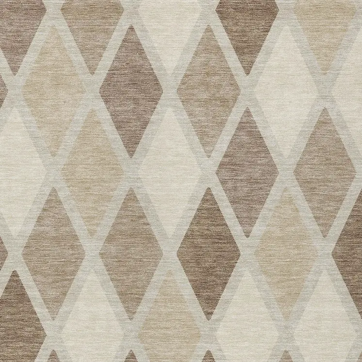 3' X 5' Taupe Beige And Ivory Geometric Washable Indoor Outdoor Area Rug