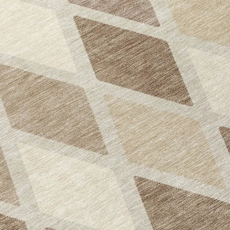3' X 5' Taupe Beige And Ivory Geometric Washable Indoor Outdoor Area Rug