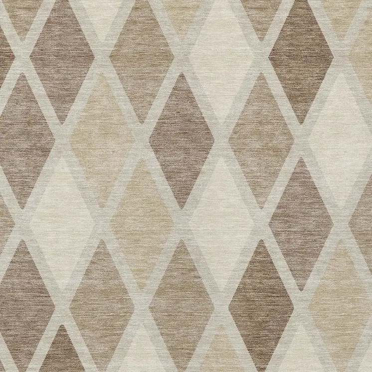 9' X 12' Taupe Beige And Ivory Geometric Washable Indoor Outdoor Area Rug