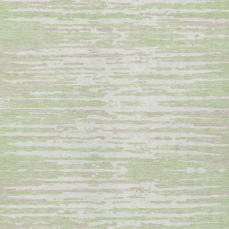 3' X 5' Artichoke Green And Ivory Striped Washable Indoor Outdoor Area Rug