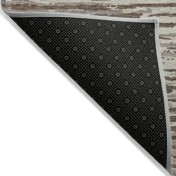 8' X 10' Brown Beige And Ivory Striped Washable Indoor Outdoor Area Rug