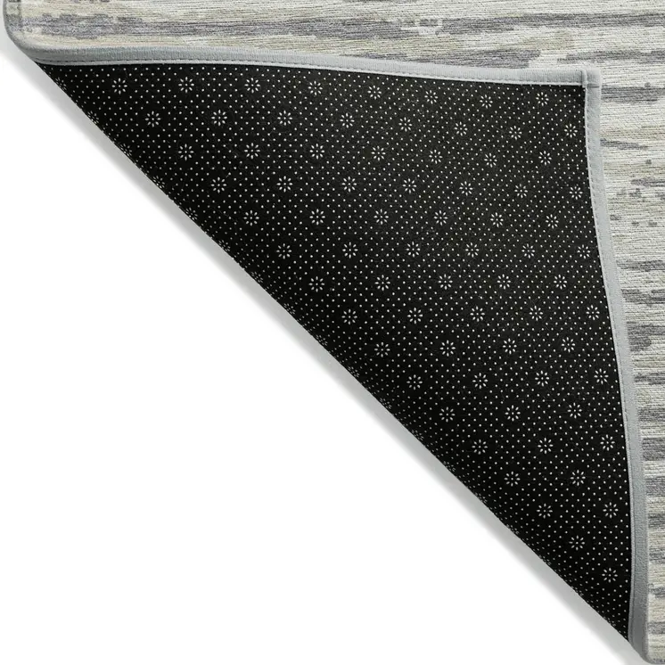 8' X 10' Gray And Ivory Striped Washable Indoor Outdoor Area Rug