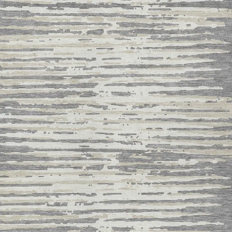 8' X 10' Gray And Ivory Striped Washable Indoor Outdoor Area Rug
