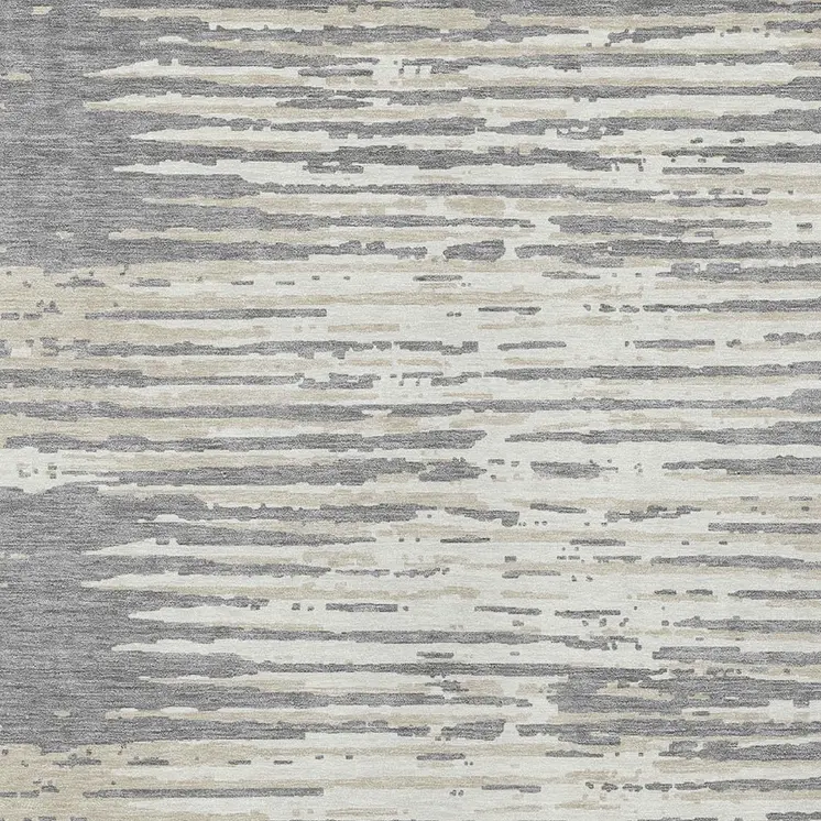 9' X 12' Gray And Ivory Striped Washable Indoor Outdoor Area Rug