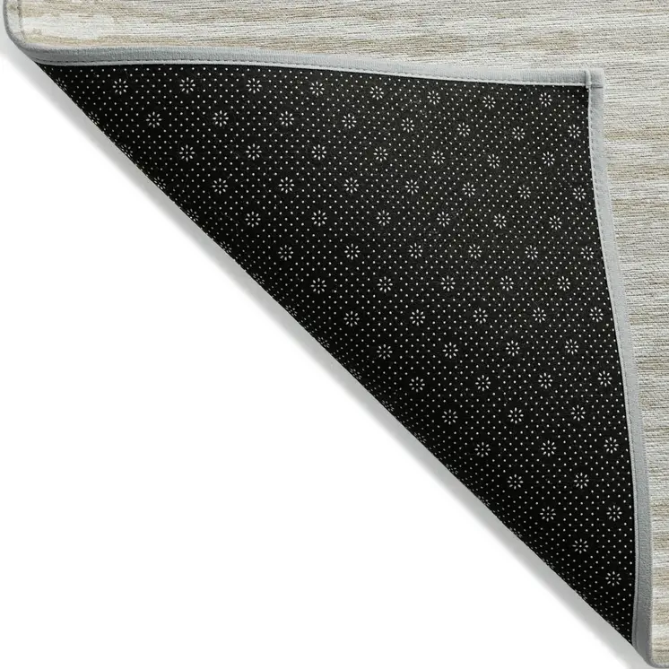 3' X 5' Ivory And Beige Striped Washable Indoor Outdoor Area Rug
