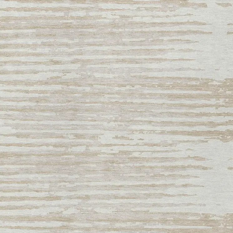 8' X 10' Ivory And Beige Striped Washable Indoor Outdoor Area Rug