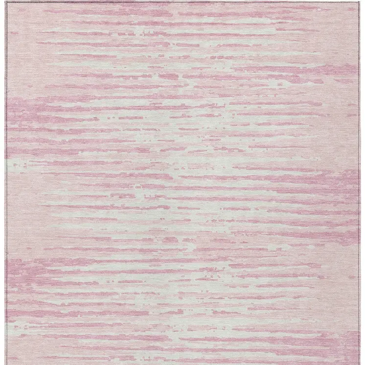 3' X 5' Pink And Gray Striped Washable Indoor Outdoor Area Rug