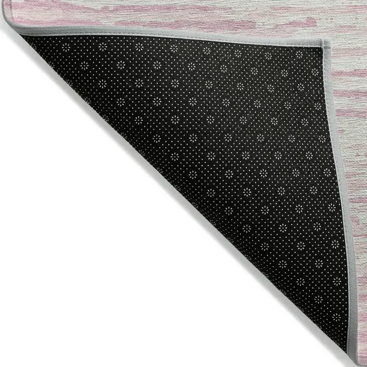 5' X 8' Pink And Gray Striped Washable Indoor Outdoor Area Rug