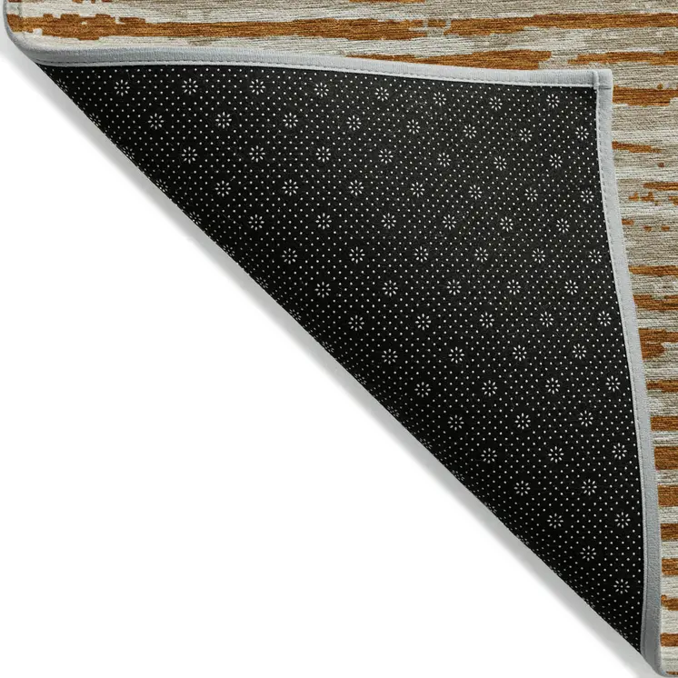 3' X 5' Brown Gray And Ivory Striped Washable Indoor Outdoor Area Rug