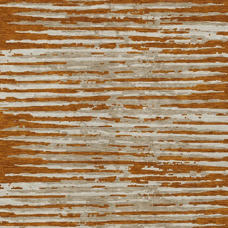 8' X 10' Brown Gray And Ivory Striped Washable Indoor Outdoor Area Rug
