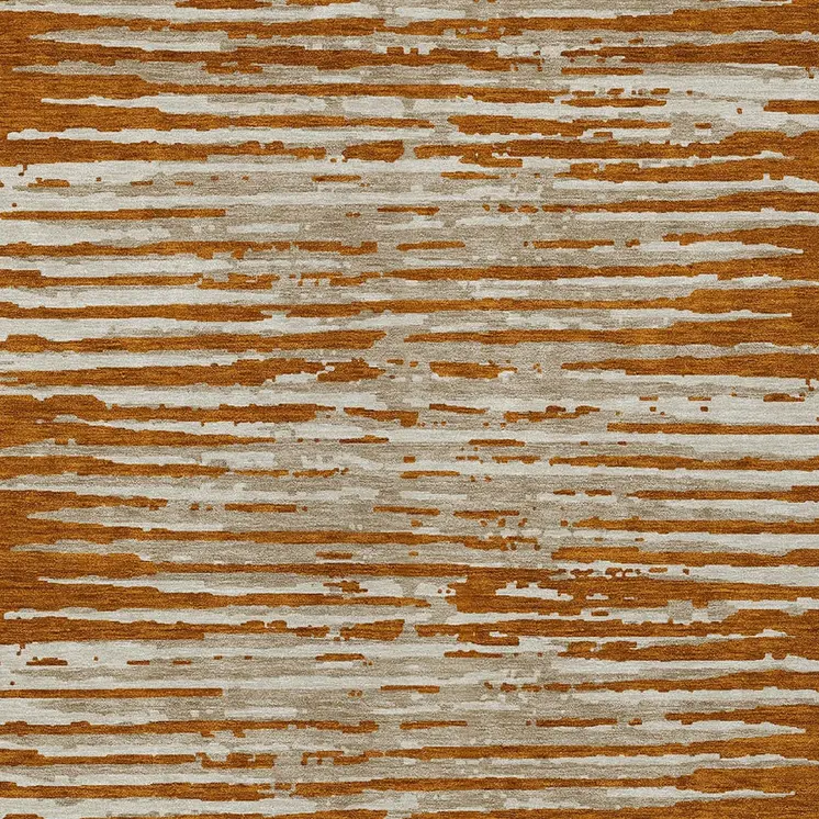 9' X 12' Brown Gray And Ivory Striped Washable Indoor Outdoor Area Rug