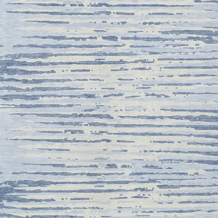 9' X 12' Sky Blue And Ivory Striped Washable Indoor Outdoor Area Rug