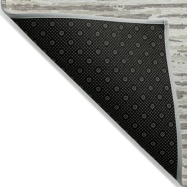 5' X 8' Taupe And Ivory Striped Washable Indoor Outdoor Area Rug