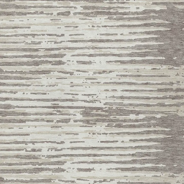 9' X 12' Taupe And Ivory Striped Washable Indoor Outdoor Area Rug