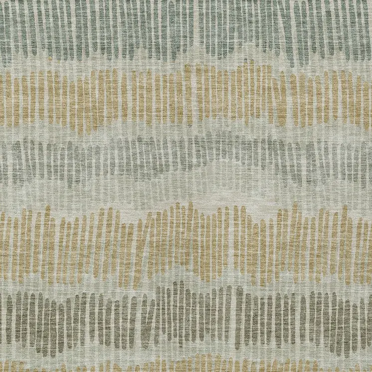 9' X 12' Beige Brown And Gray Striped Washable Indoor Outdoor Area Rug
