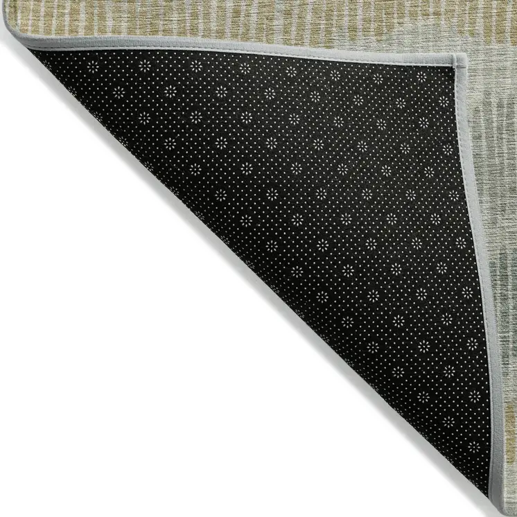 10' X 14' Beige Brown And Gray Striped Washable Indoor Outdoor Area Rug