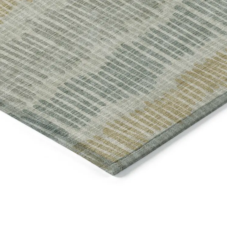 10' X 14' Beige Brown And Gray Striped Washable Indoor Outdoor Area Rug