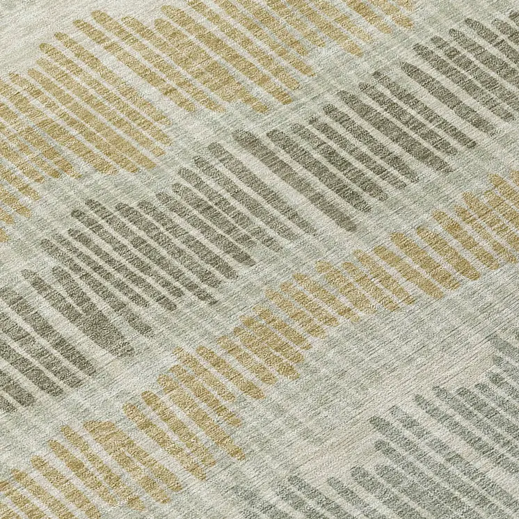 10' X 14' Beige Brown And Gray Striped Washable Indoor Outdoor Area Rug