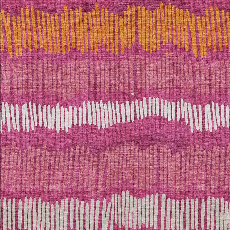 3' X 5' Blush Ivory And Brown Striped Washable Indoor Outdoor Area Rug