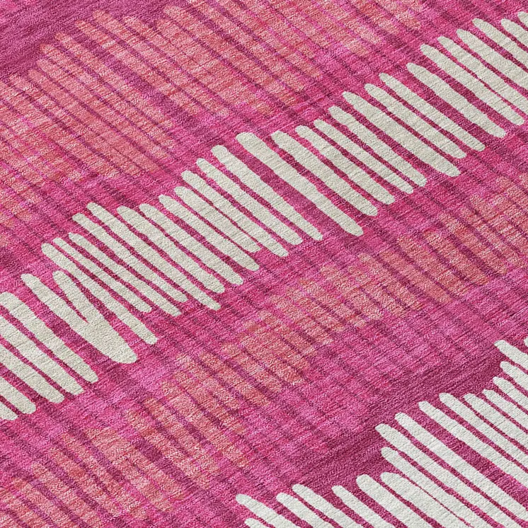 8' X 10' Blush Ivory And Brown Striped Washable Indoor Outdoor Area Rug