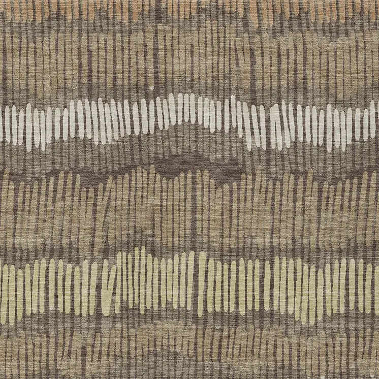 10' X 14' Brown And Dark Green Striped Washable Indoor Outdoor Area Rug
