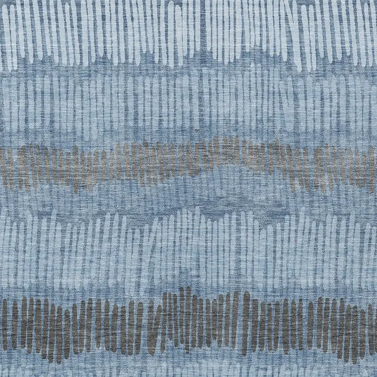 3' X 5' Blue Black And Gray Striped Washable Indoor Outdoor Area Rug