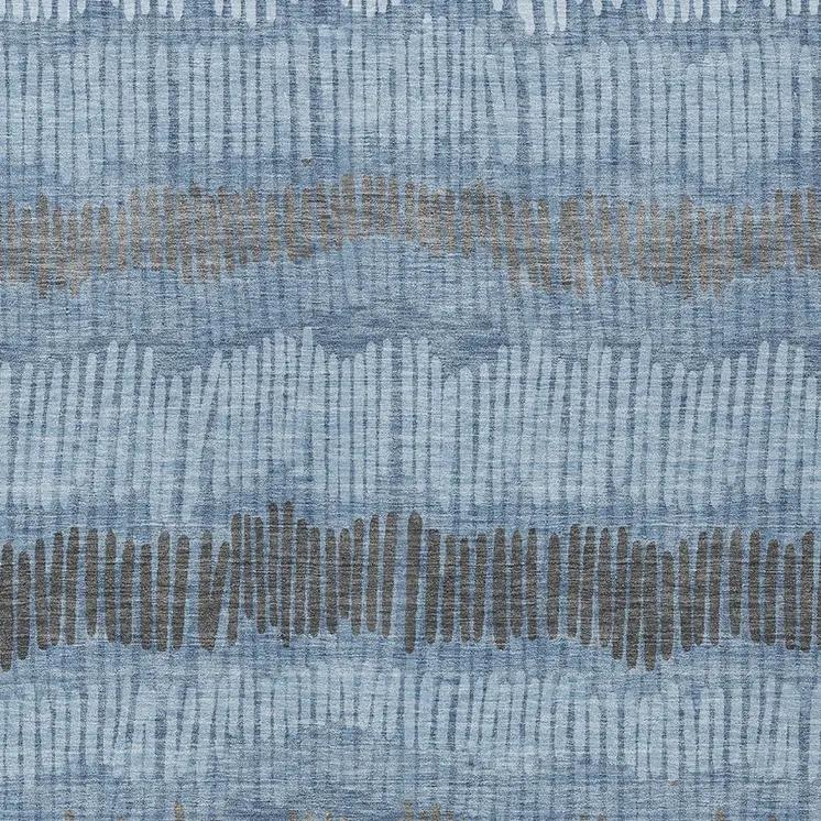 10' X 14' Blue Black And Gray Striped Washable Indoor Outdoor Area Rug