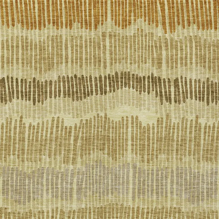 3' X 5' Gold Brown And Gray Striped Washable Indoor Outdoor Area Rug