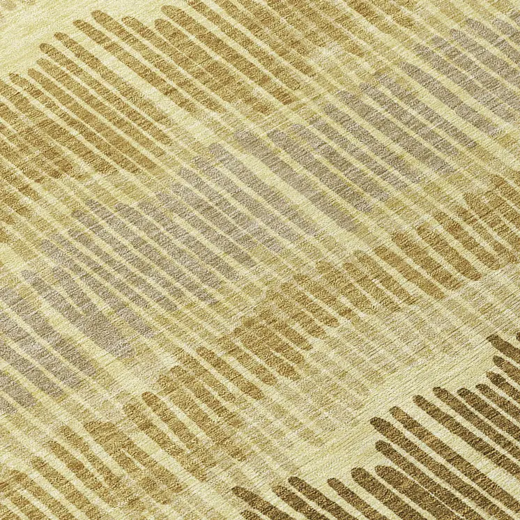 3' X 5' Gold Brown And Gray Striped Washable Indoor Outdoor Area Rug