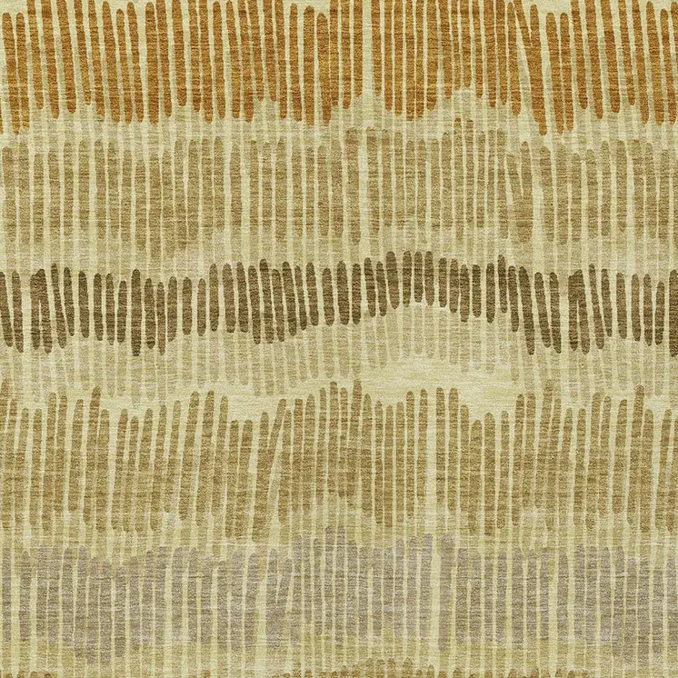 5' X 8' Gold Brown And Gray Striped Washable Indoor Outdoor Area Rug