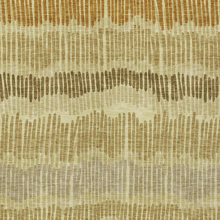 8' X 10' Gold Brown And Gray Striped Washable Indoor Outdoor Area Rug