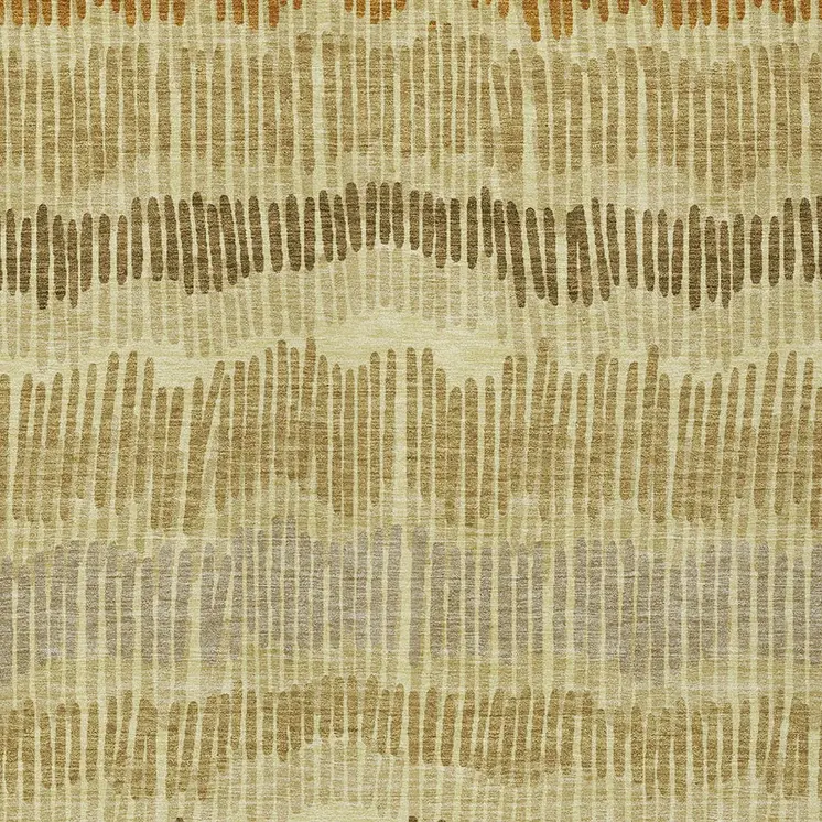 10' X 14' Gold Brown And Gray Striped Washable Indoor Outdoor Area Rug
