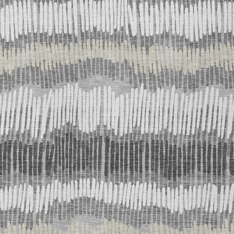 10' X 14' Gray Light Green And Ivory Striped Washable Indoor Outdoor Area Rug