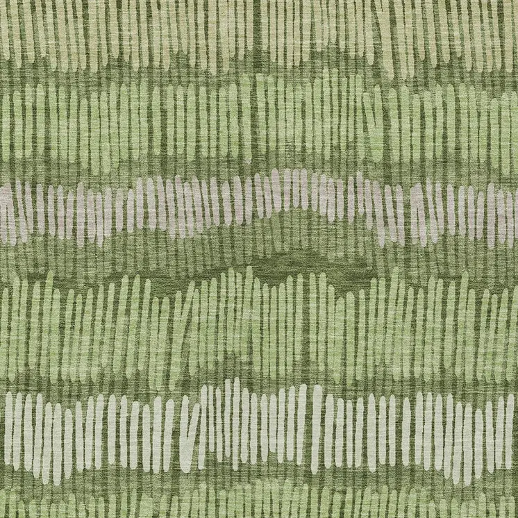 3' X 5' Olive Green And Gray Striped Washable Indoor Outdoor Area Rug