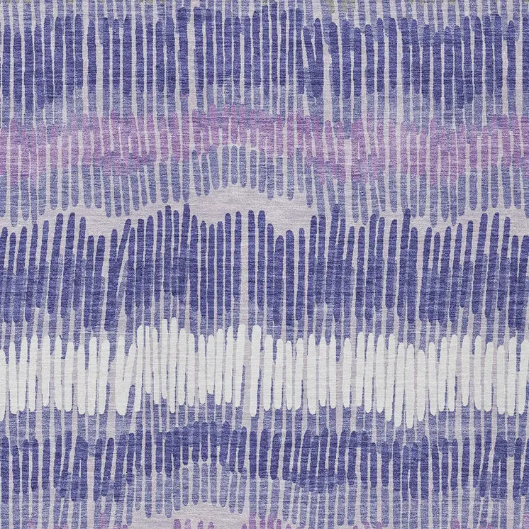 10' X 14' Purple And Gray Striped Washable Indoor Outdoor Area Rug