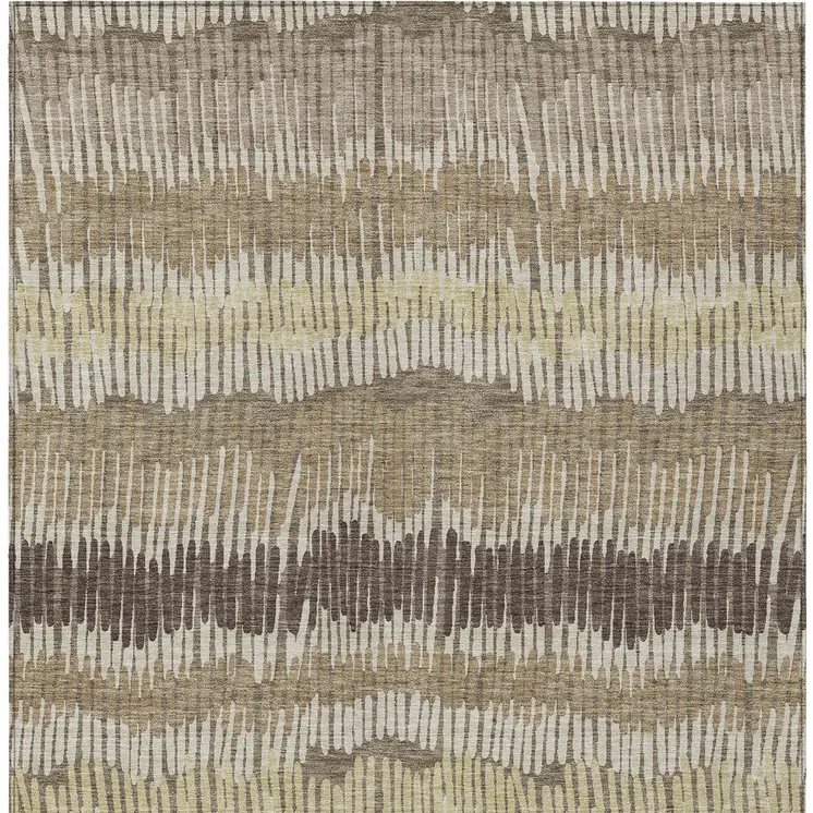 3' X 5' Taupe Brown And Beige Striped Washable Indoor Outdoor Area Rug