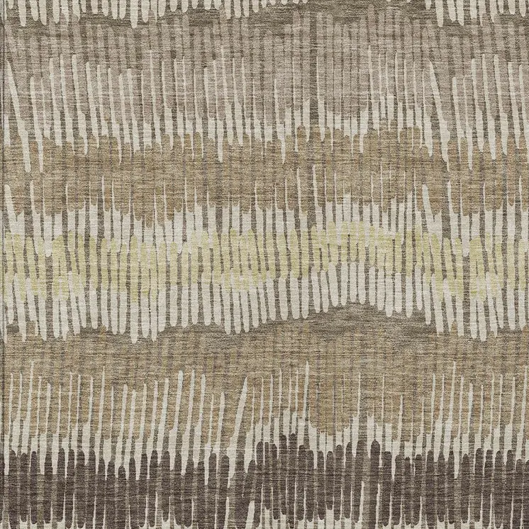 3' X 5' Taupe Brown And Beige Striped Washable Indoor Outdoor Area Rug