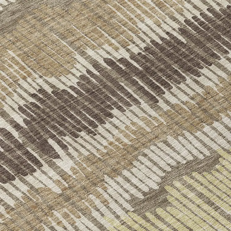 8' Taupe Brown And Beige Round Striped Washable Indoor Outdoor Area Rug