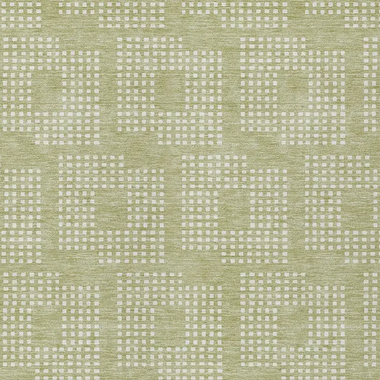 10' X 14' Artichoke Green And Ivory Geometric Washable Indoor Outdoor Area Rug