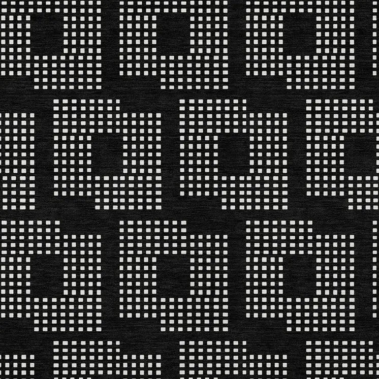 3' X 5' Black And Ivory Geometric Washable Indoor Outdoor Area Rug