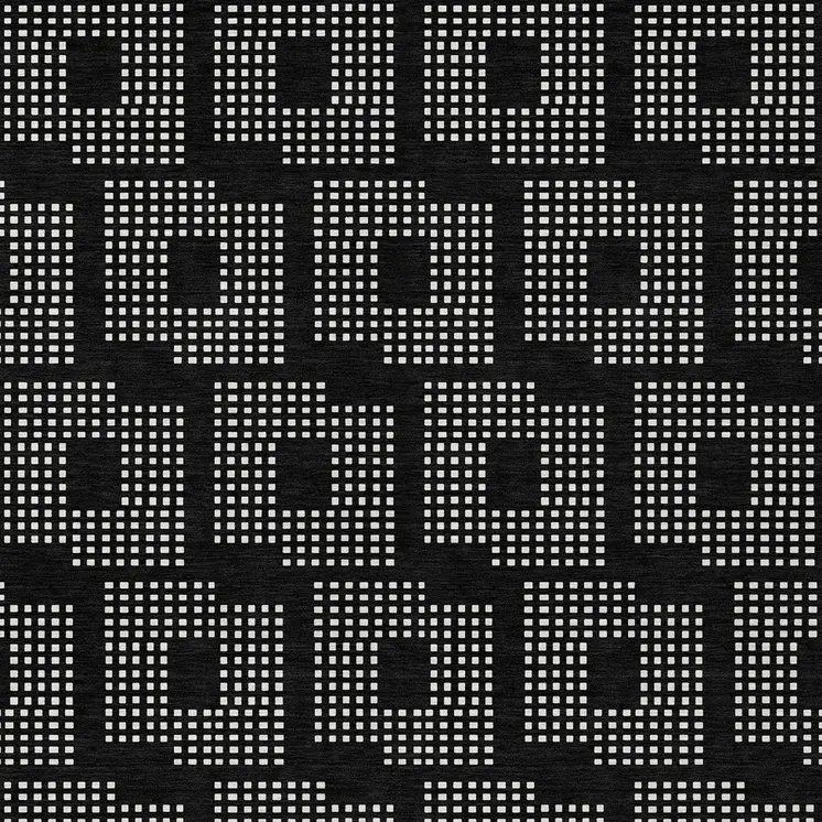 8' X 10' Black And Ivory Geometric Washable Indoor Outdoor Area Rug