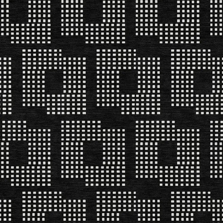8' X 10' Black And Ivory Geometric Washable Indoor Outdoor Area Rug