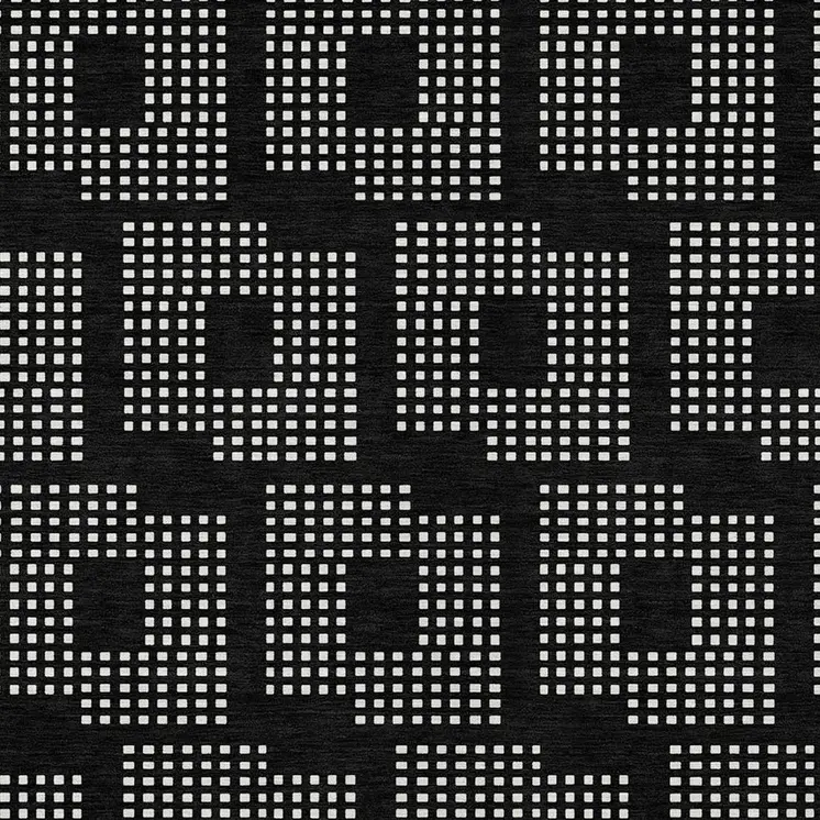 10' X 14' Black And Ivory Geometric Washable Indoor Outdoor Area Rug