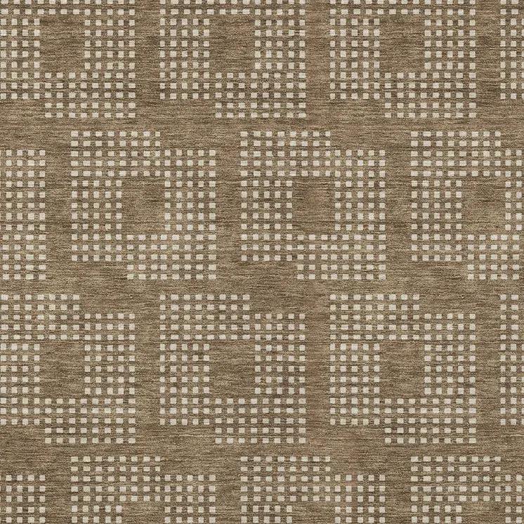 10' X 14' Brown And Ivory Geometric Washable Indoor Outdoor Area Rug