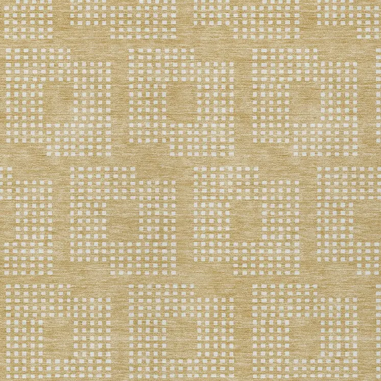 9' X 12' Gold And Ivory Geometric Washable Indoor Outdoor Area Rug