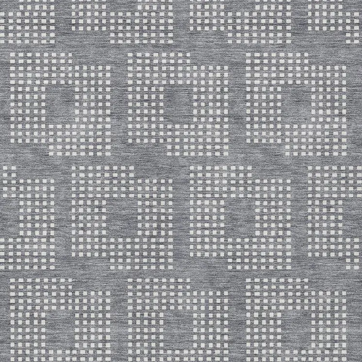 9' X 12' Gray And Ivory Geometric Washable Indoor Outdoor Area Rug