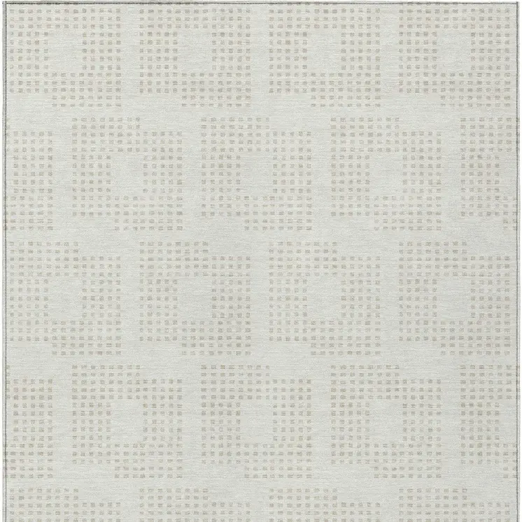 5' X 8' Ivory And Beige Geometric Washable Indoor Outdoor Area Rug