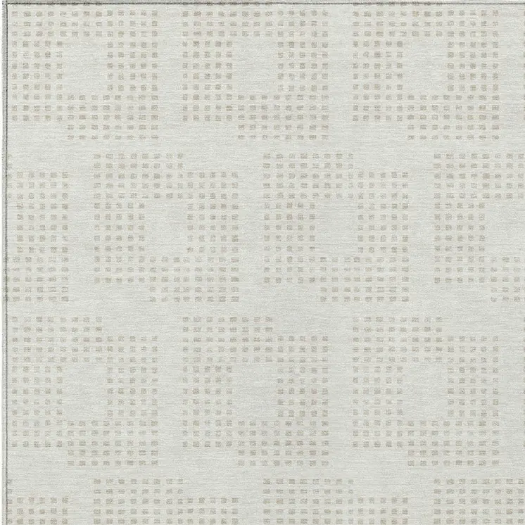 5' X 8' Ivory And Beige Geometric Washable Indoor Outdoor Area Rug