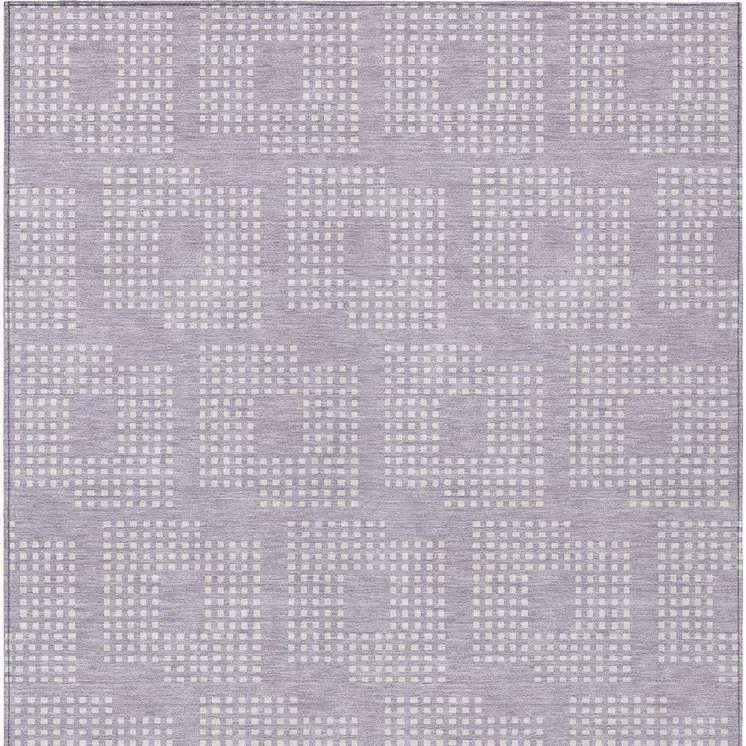 5' X 8' Lavender And Ivory Geometric Washable Indoor Outdoor Area Rug